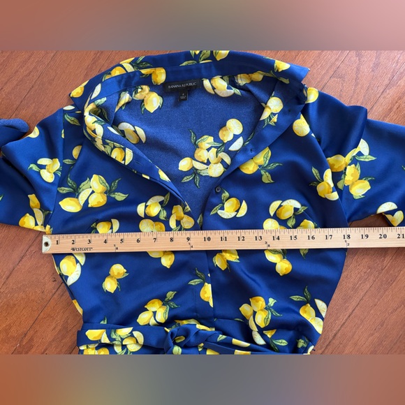 Banana Republic Navy Lemon Print Shorts Romper with Pockets - Picture 4 of 6